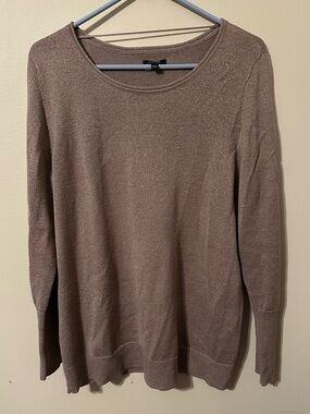 Apt. 9 Shimmery Taupe Crewneck Sweater, size X-Large, gold metallic